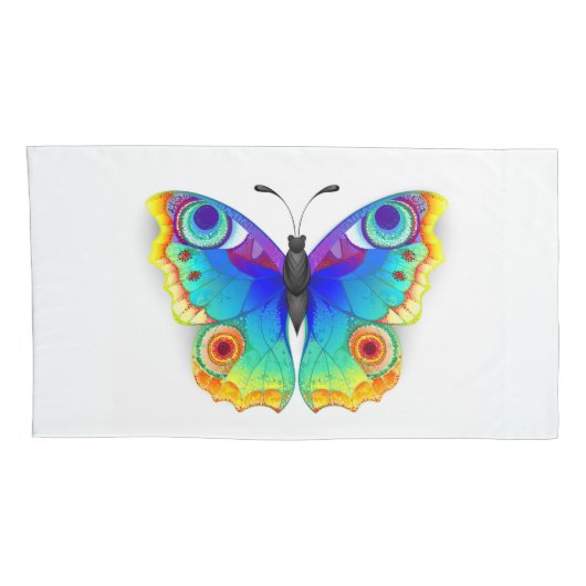 Rainbow Butterfly Peacock Eye Kussensloop (Achterkant-Rechts)