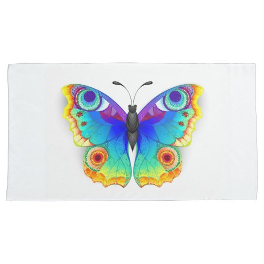Rainbow Butterfly Peacock Eye Kussensloop (Voorkant-Rechts)