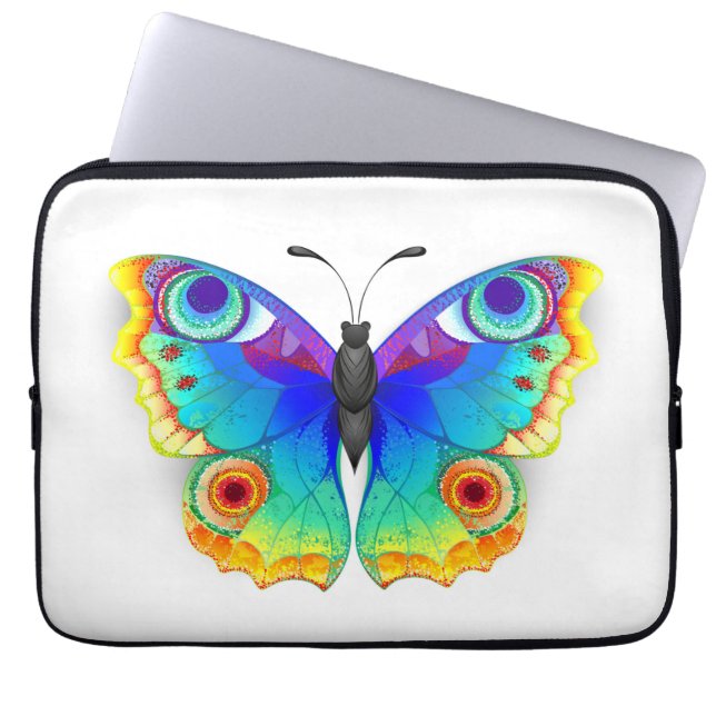Rainbow Butterfly Peacock Eye Laptop Sleeve (Voorkant)