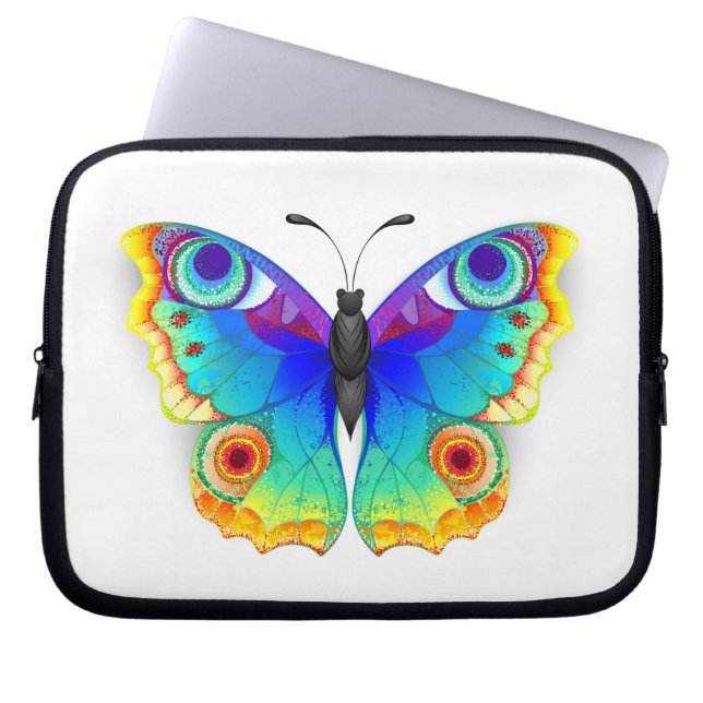 Rainbow Butterfly Peacock Eye Laptop Sleeve (Voorkant)