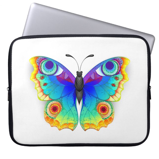 Rainbow Butterfly Peacock Eye Laptop Sleeve (Voorkant)