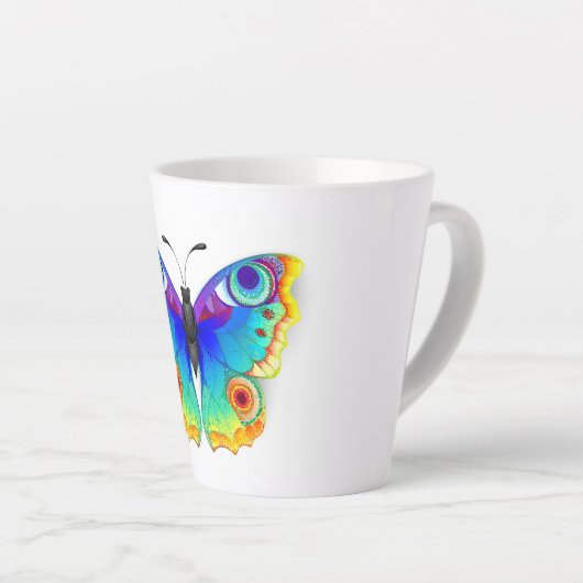 Rainbow Butterfly Peacock Eye Latte Mok (Rechterhoek)
