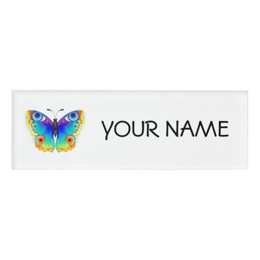 Rainbow Butterfly Peacock Eye Naambadge (Voorkant)