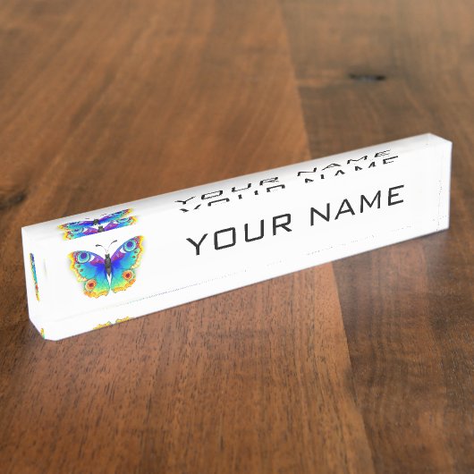 Rainbow Butterfly Peacock Eye Naambordje (Zijkant)