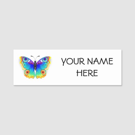 Rainbow Butterfly Peacock Eye Naamplaatje (Voorkant)