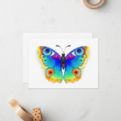 Rainbow Butterfly Peacock Eye Notitiekaartje (Voorkant / Achterkant in situ)