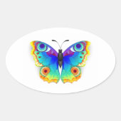 Rainbow Butterfly Peacock Eye Ovale Sticker (Voorkant)