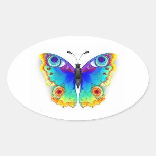 Rainbow Butterfly Peacock Eye Ovale Sticker