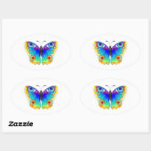 Rainbow Butterfly Peacock Eye Ovale Sticker (Vel)