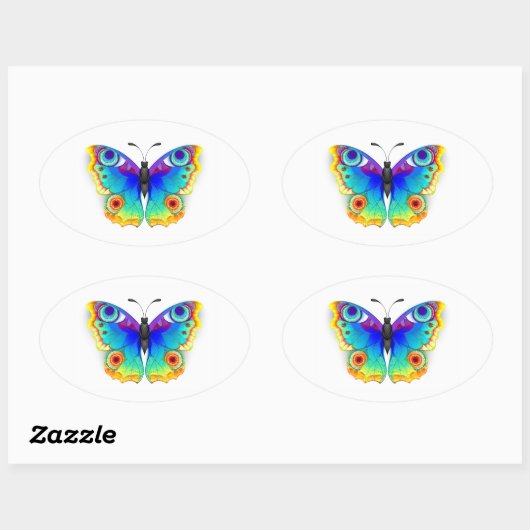 Rainbow Butterfly Peacock Eye Ovale Sticker (Vel)