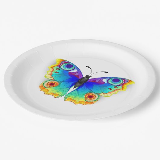 Rainbow Butterfly Peacock Eye Papieren Bordje (Gekanteld)