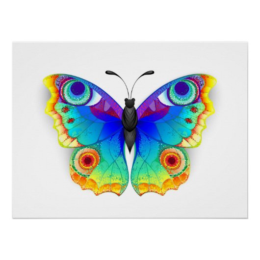 Rainbow Butterfly Peacock Eye Perfect Poster (Voorkant)