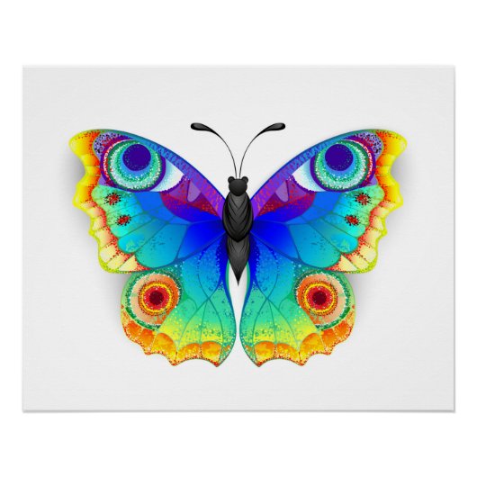 Rainbow Butterfly Peacock Eye Perfect Poster (Voorkant)