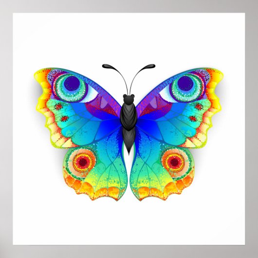 Rainbow Butterfly Peacock Eye Poster (Voorkant)