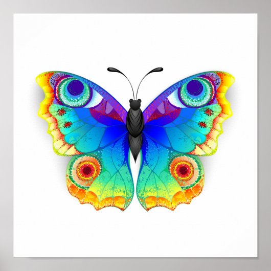 Rainbow Butterfly Peacock Eye Poster (Voorkant)