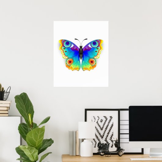 Rainbow Butterfly Peacock Eye Poster (Thuiskantoor)