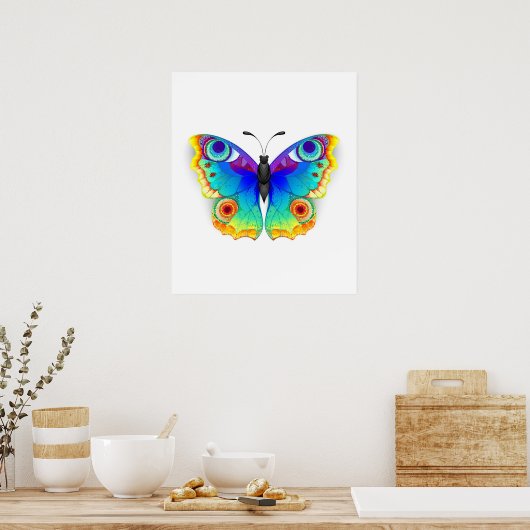 Rainbow Butterfly Peacock Eye Poster (Keuken)