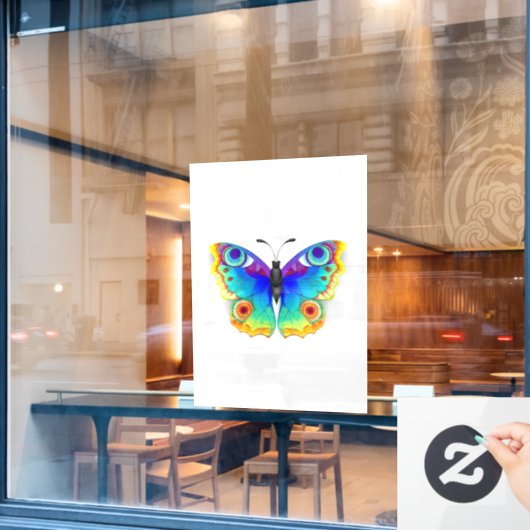Rainbow Butterfly Peacock Eye Raamsticker (Cafe Raam)