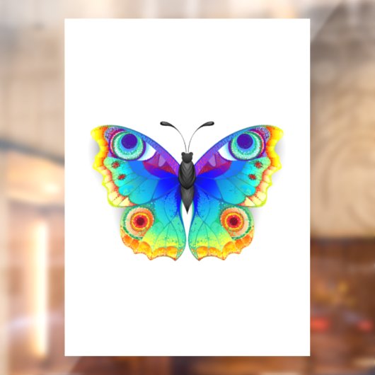 Rainbow Butterfly Peacock Eye Raamsticker (Vel 2)