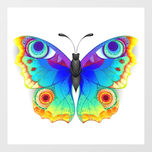 Rainbow Butterfly Peacock Eye Raamsticker (Vel)