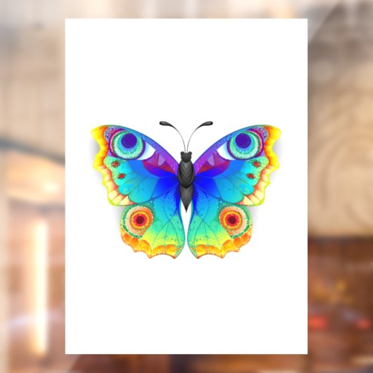 Rainbow Butterfly Peacock Eye Raamsticker (Vel 2)