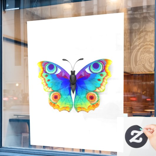 Rainbow Butterfly Peacock Eye Raamsticker (Cafe Raam)