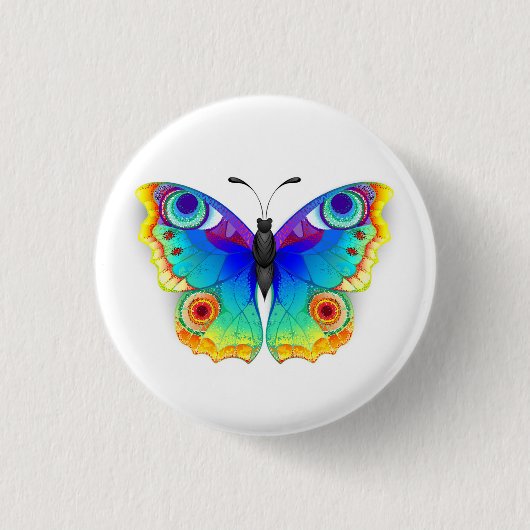 Rainbow Butterfly Peacock Eye Ronde Button 3,2 Cm (Voorkant)
