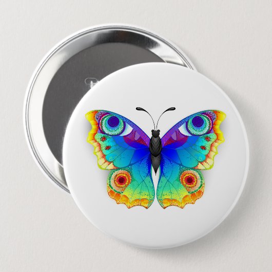 Rainbow Butterfly Peacock Eye Ronde Button 4,0 Cm (Voorkant /achterkant)