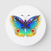 Rainbow Butterfly Peacock Eye Ronde Klok (Voorkant)