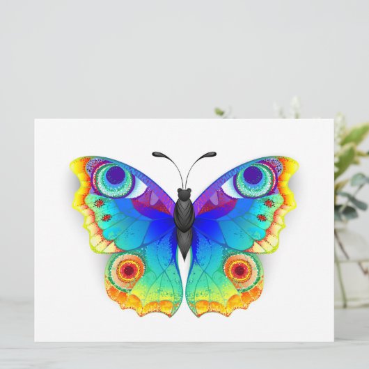 Rainbow Butterfly Peacock Eye Save The Date (Staand voorkant)