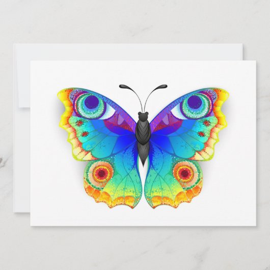 Rainbow Butterfly Peacock Eye Save The Date (Voorkant)