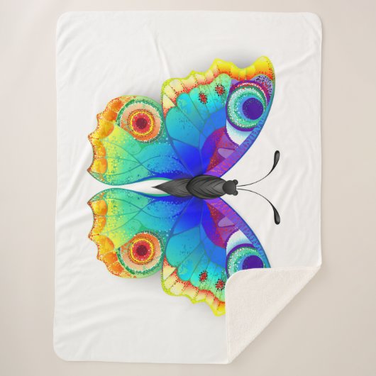 Rainbow Butterfly Peacock Eye Sherpa Deken (Voorkant)