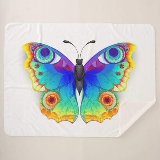 Rainbow Butterfly Peacock Eye Sherpa Deken (Voorkant (horizontaal))
