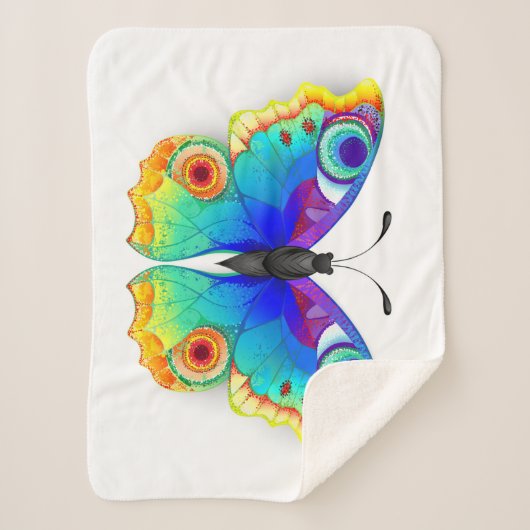 Rainbow Butterfly Peacock Eye Sherpa Deken (Voorkant)