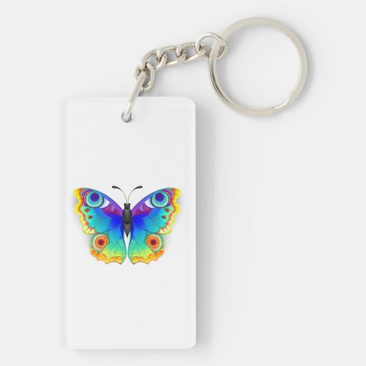 Rainbow Butterfly Peacock Eye Sleutelhanger (achterkant)