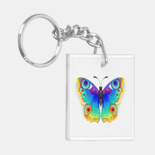 Rainbow Butterfly Peacock Eye Sleutelhanger (Voorkant Links)