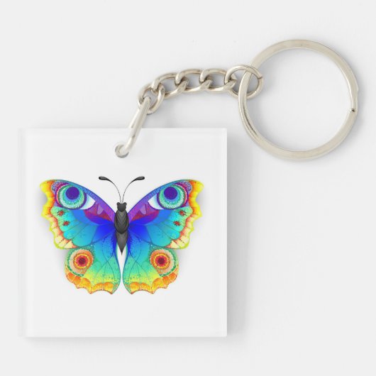 Rainbow Butterfly Peacock Eye Sleutelhanger (Achterkant)