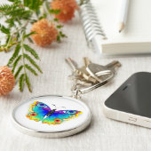 Rainbow Butterfly Peacock Eye Sleutelhanger (Zijkant)