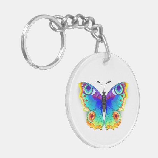 Rainbow Butterfly Peacock Eye Sleutelhanger (Voorkant Links)