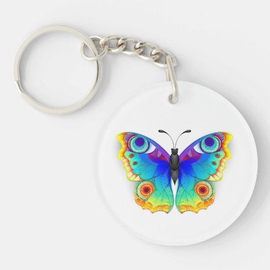 Rainbow Butterfly Peacock Eye Sleutelhanger (Voorkant)