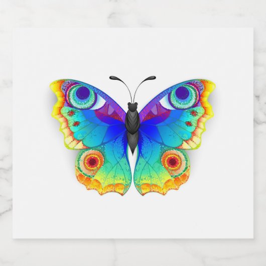 Rainbow Butterfly Peacock Eye Sparkling Wijnetiket (Enkel label)