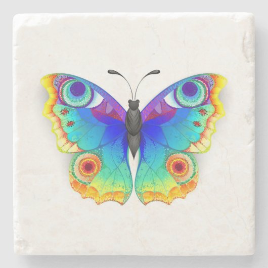 Rainbow Butterfly Peacock Eye Stenen Onderzetter (Voorkant)