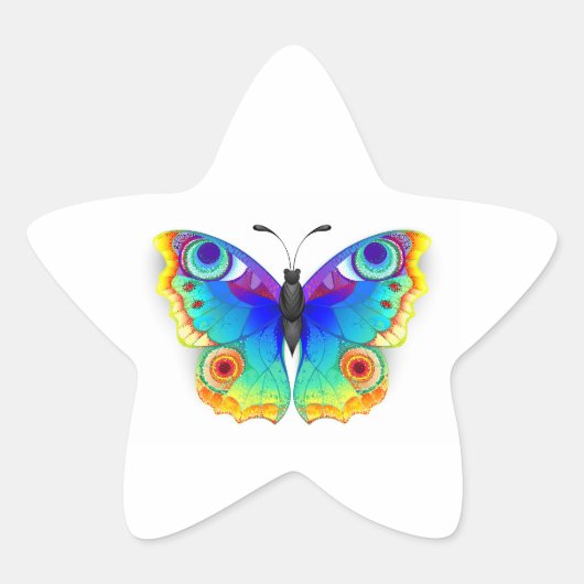 Rainbow Butterfly Peacock Eye Ster Sticker (Voorkant)