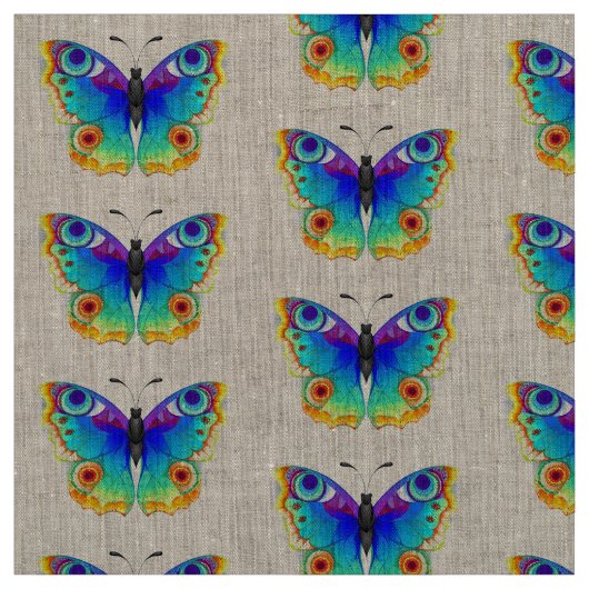 Rainbow Butterfly Peacock Eye Stof (Swatch)