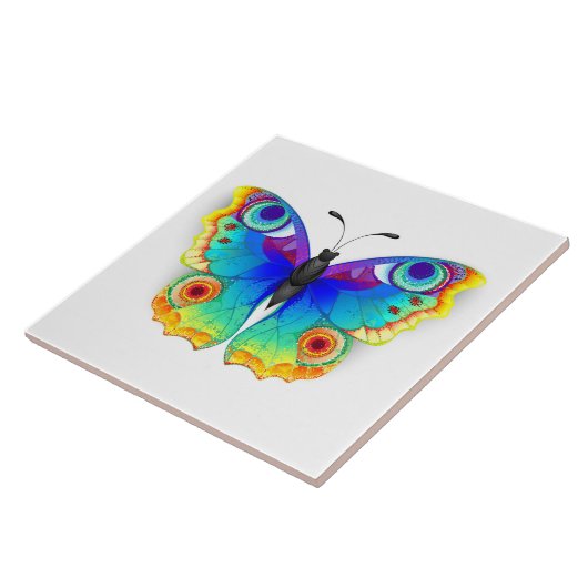 Rainbow Butterfly Peacock Eye Tegeltje (Zijkant)