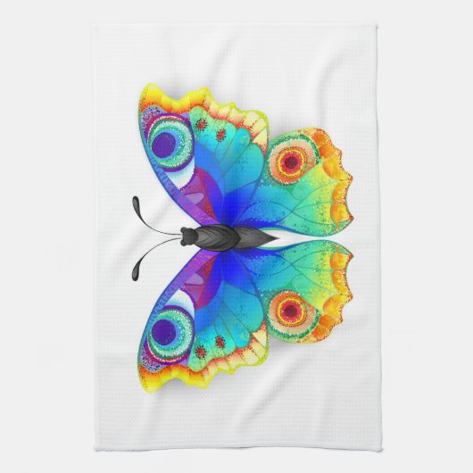 Rainbow Butterfly Peacock Eye Theedoek (Verticaal)