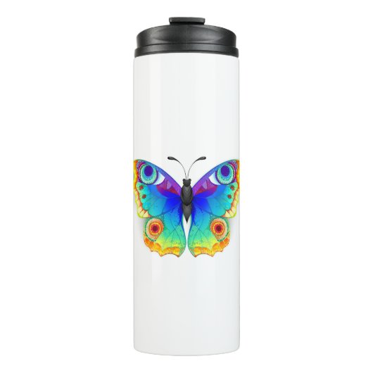 Rainbow Butterfly Peacock Eye Thermosbeker (Voorkant)