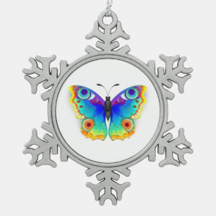 Rainbow Butterfly Peacock Eye Tin Sneeuwvlok Ornament