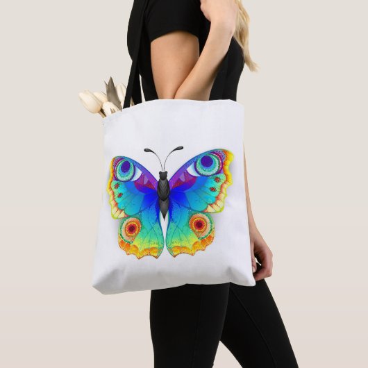 Rainbow Butterfly Peacock Eye Tote Bag (Dichtbij)