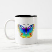 Rainbow Butterfly Peacock Eye Tweekleurige Koffiemok (Links)